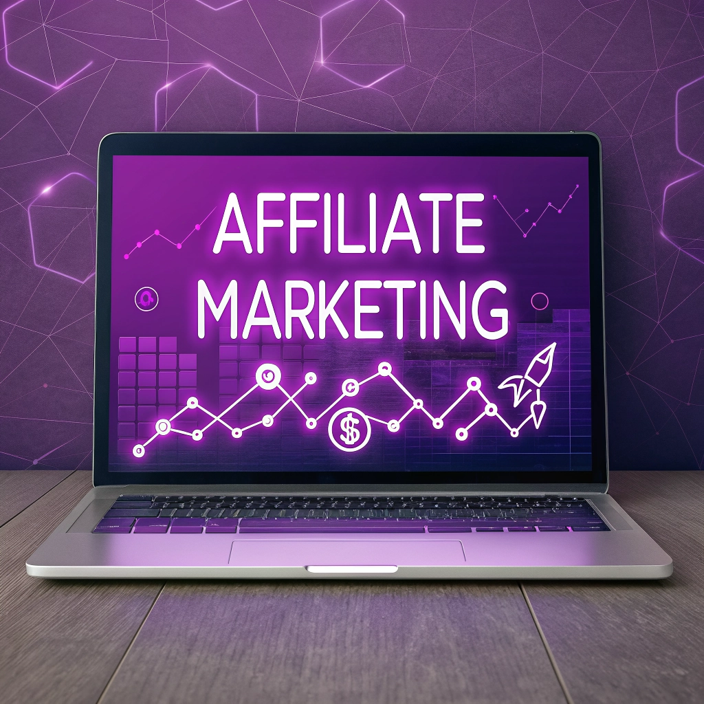 Affiliate Marketing service card image showing network connections and growth.